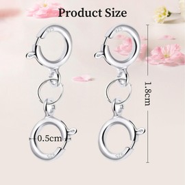 3 Pcs Bracelet Extender, 925 Sterling Silver Necklace Clips Double Clasps, Necklace Extension Safety Chain Jewellery Connector for Bracelet Jewellery Clips