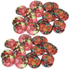 com-four® 40 x Replacement Lids for Jam Jars "Fruit" - Screw Lids for Jars and Preserving Jars - TO 66 mm [Selection Varies] (Pack of 40 - TO 66 mm Fruit Mix)