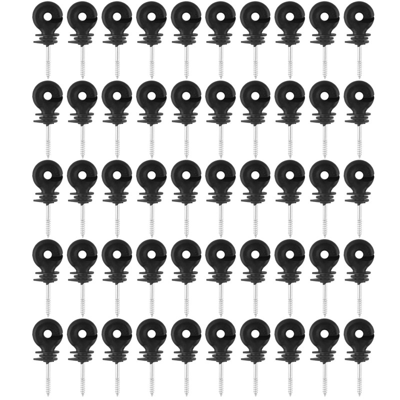 Pack of 50 Ring Insulators, Black Screw In Ring Insulators,