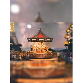 Rolife Wooden 3D Puzzles  DIY Carousel Music Box with Lights Model Kit Xmas Gift
