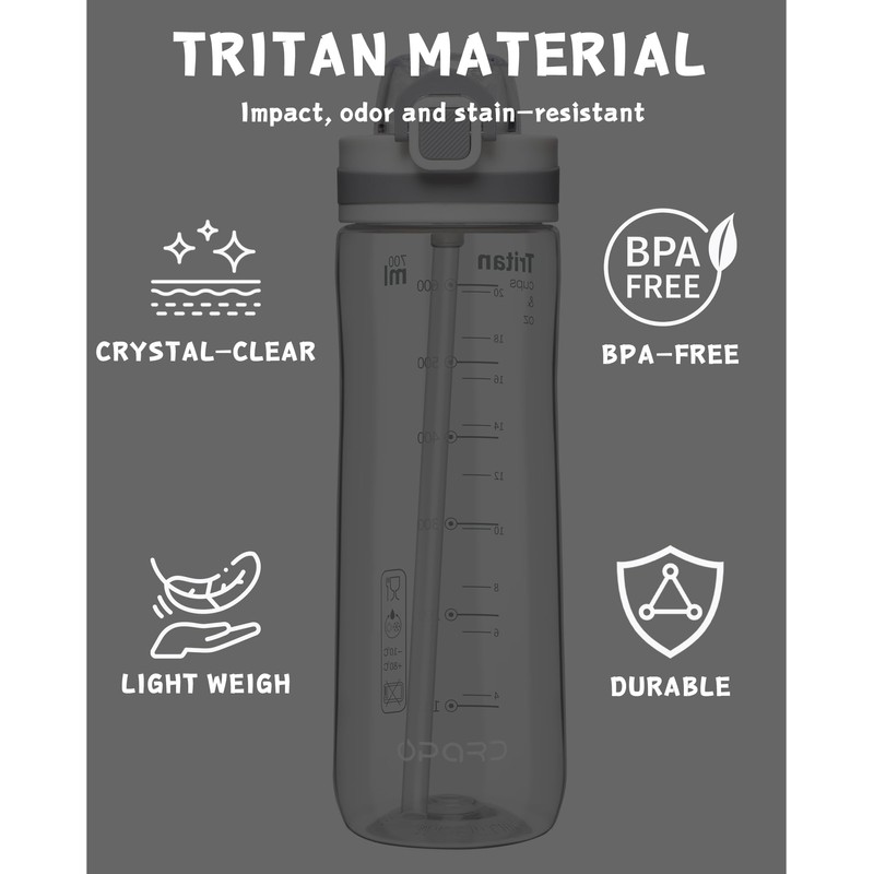 Opard Peak Water Bottle with Straw Cap, BPA-Free, Leak Proof