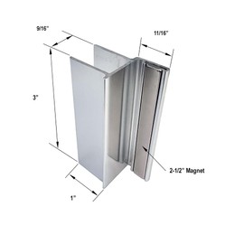Gordon Glass® Chrome 3" U-Channel with 2-1/2" Magnet for 1/2" Glass Shower Doors