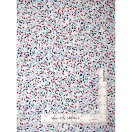 Quilting Treasures Christmas Light Strings Blue Red on White Cotton Fabric QT Twinkle By The Yard