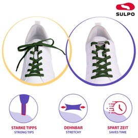 SULPO Flat Shoelaces without Tying – Elastic Shoelaces with Metal Capsules – Laces Quick Release – Rubber Shoelaces for Adults and Children – Shoe Laces without Tying, Green