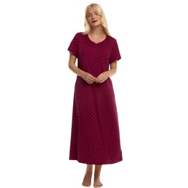 Suzy & Me Ladies Long Plus Size Luxury Soft Touch Jersey Nightshirt (BURGUNDY18-20)