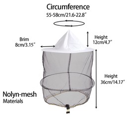 ZffXH 2/6 Pieces Round Beekeeper Hat with Veil Net Mosquito Net Cap with Net, White