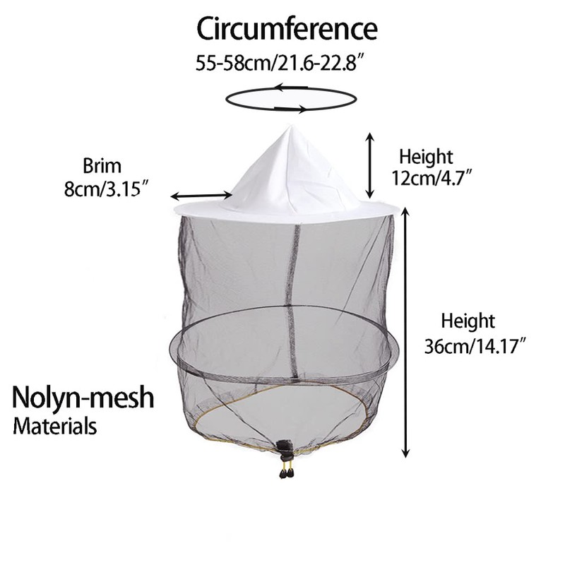 ZffXH 2/6 Pieces Round Beekeeper Hat with Veil Net Mosquito