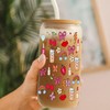 MRYAWXBK Cute Girly Bows Glass Cup with Bamboo Lids Straw