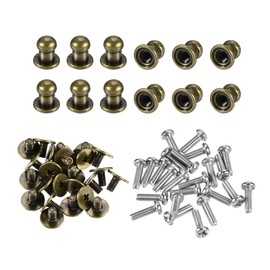 sourcing map 5mm Head Dia. Round Knobs Pull Handle, 24pcs Zinc Alloy for Drawer Pulls Gift Box Cabinet Door Knobs with Screws, Bronze Tone