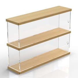 2-Shelves Acrylic Display Case for Collectibles Funko POP Shelves with Door for Figure, Clear Minifigure Display Case Countertop Dustproof Organizer Box(15.7x3.9x11inch)