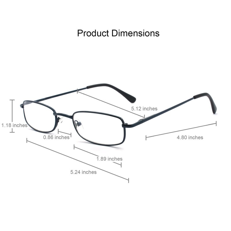 EYE ZOOM 3 Pack Classic Readers Rectangular Metal Reading Glasses