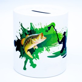 Fishing Money Box with Fish Money Gift Piggy Bank Fishing Money Box Fisherman Saving Bank Accessories Fishing Accessories Gifts for Men Women Fishing Accessories Fishing Birthday Packaging Children