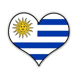 Squiddy Uruguay Heart Flag - Vinyl Sticker Decal for Phone, Laptop, Water Bottle (3" Wide)