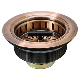 KONE Copper Sink Drain 3.5 Inch Kitchen Sink Drain Assembly Stainless Steel Sink Strainer Sink Stopper Antique Copper Basket Strainer for 3-1/2 Inch Commercial Kitchen Sink
