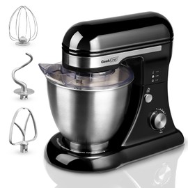 Geek Chef Electric Stand Mixer, 4.8QT 12 Speeds Tilt-head Food Mixer with Dough Hook, Whisk, Beater, Bowl, Rotary Knob for Home Kitchen Use, Black