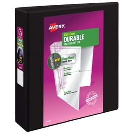 Avery Durable View 3 Ring Binder, 2 Inch Slant Rings, 1 Black Binder (17031)