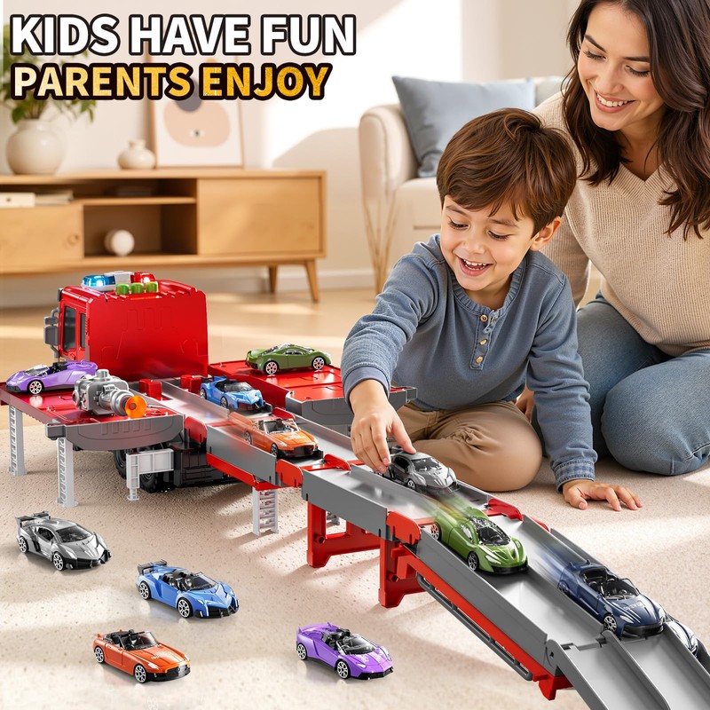 Firetruck Toys 3-5 Years Old, Fire Truck Car Carrier Toy
