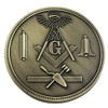Working Tools Round Antique Brass Masonic Auto Emblem - 3" Diameter