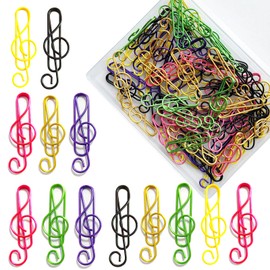 5WYOUKE Zem Clips, Set of 60, Paper Clips, Music Note Clips, Cute, Treble Clef Bookmarks, Metal, For Document Organizing, Invitations, Sticky Notes, Letters, Notepad, Stationery, Assorted Colors, 6