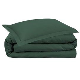 SereneSleep Twin Duvet Cover Set - Soft Brushed Microfiber Duvet Cover Twin Size 2Pcs Includes 1 Duvet Cover with 1 Pillow Sham Lightweight, Breathable,Easy Care Comforter Cover (Twin, Bottle Green)