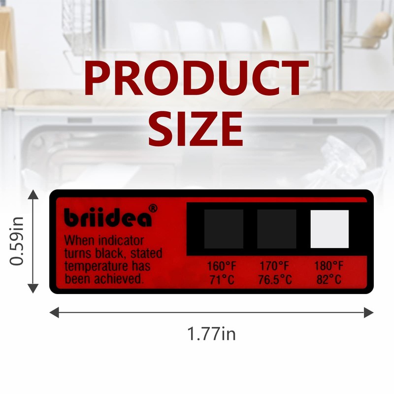 Dishwasher Temperature Labels, Briidea Temperature Label for Dishwashers, 3-Temp 160°F/71℃,