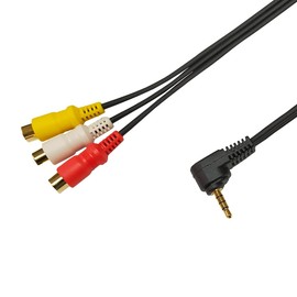 F-Factory 4 Pole 3.5mm Mini Plug L Shape (Male) to 3 RCA Jack (Red,White,Yellow) Cable 1.5m 4 Pole Mini Plug to RCA Converter Cable (1.5m) C-069-1.5m