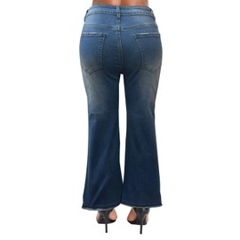 Women's Flare Bells Jeans Floral Embroidery Bell Bottoms High Waisted Ankle Length Chic Stretchy Slim Comfy Bootcut Denim Pants with Fringe Blue, Medium