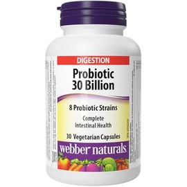 Webber Naturals Probiótico 30 mil millones, 8 cepas probióticas, 30 cápsulas                                                                          