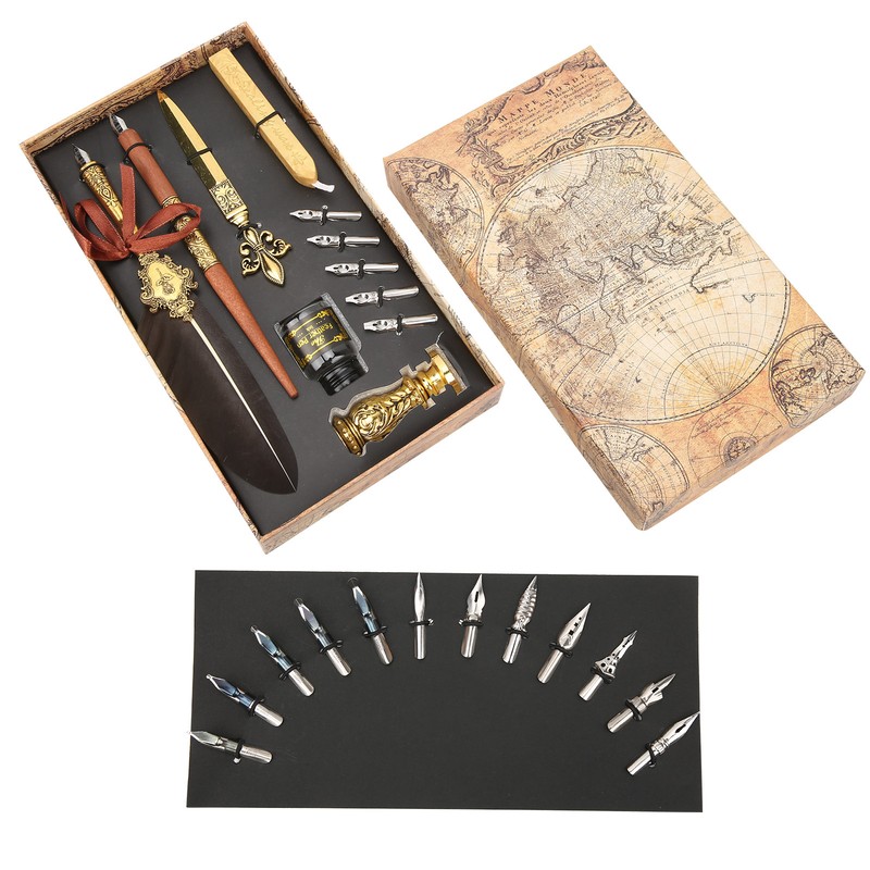Feather Pen Set Retro British Creativity Writing Suit for Business