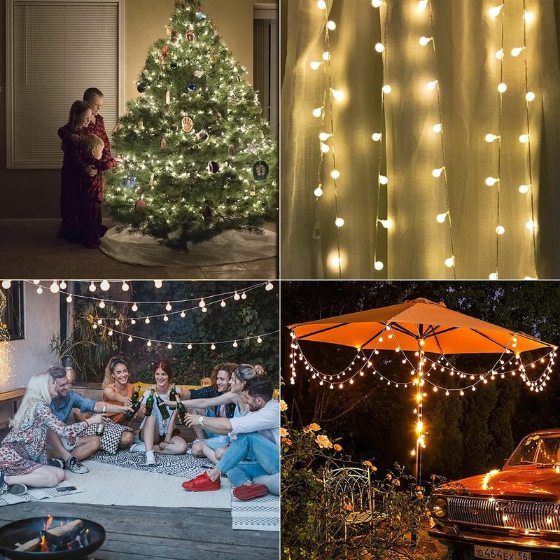 Battery Operated LED Globe String Lights, 2-Pack Total 52FT 120LEDs
