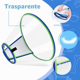 Collare Elisabettiano Cane Morbido, Regolabile Cono per Cani Post-Operatorio, Leggero Collari Protettivo Cane Anti-Leccamento e Anti-Morso, Traspirante Collare Vittoriano Cani (Blu, Size 4)