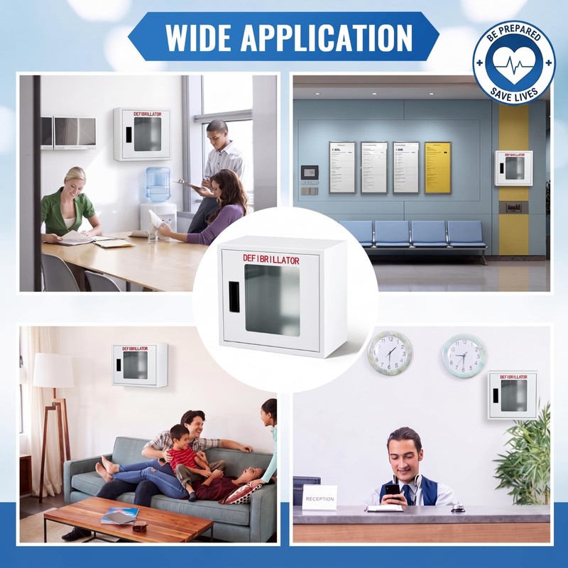 Zonon AED Cabinet Wall Mounted with Clear Window and Handle,