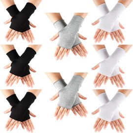 8 Pairs Women Sunblock Fingerless Gloves Summer UV Protection Driving Glove Non Slip for Outdoor Activities (Black, White, Gray)