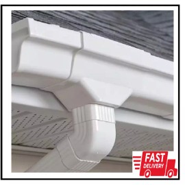 Amerimax Home Products 5 In. White Vinyl K-Style Gutter End with 2 In. X 3 In. Drop Outlet