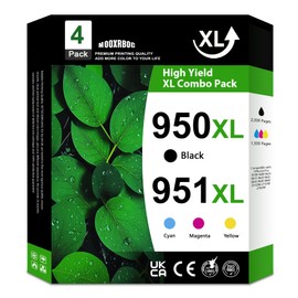 950xl 951xl Ink cartridges Combo Pack (4-Pack, BK/C/M/Y) Compatible for hp 950 951 Ink cartridges Combo Pack Replacement for HP OfficeJet Pro 8100 8600 8610 8615 8620 8625 8630 251DW 276DW Printers