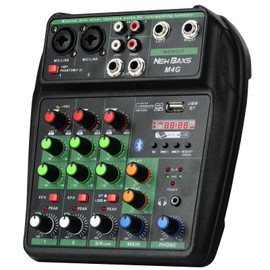 DJ Audio Mixer, DJ Mixers 4 Channel Sound Board with Bluetooth, NEW BAXS Sound Mixer Board XRL/1/4" Interface, USB/MP3 Computer Input 48V Phantom Power Stereo DJ Studio Streaming KTV Stage,Balck