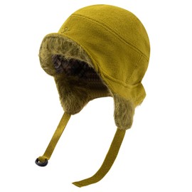Gvatasz Warm Trapper Winter Russian Hat With Earflap for Women - Ushanka Cold Weather Eskimo Ski Hat, Urban Yellow
