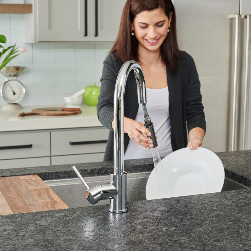 Pacific Bay Bellevue Pull-Down Kitchen Faucet – Single-Handle with in-Line