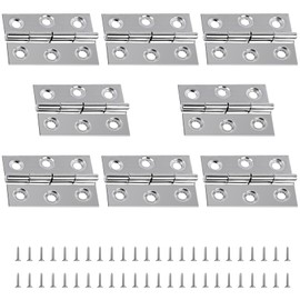 8 Pcs Stainless Steel Folding Hinges 1.73 Inch Cabinet Hinges, Rustproof Small Door Hinges, Reinforced Design for Cabinets, Foldable Tables, Toolboxes, Outdoor Furniture