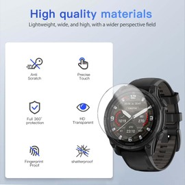 4 Pack Screen Protector for Garmin tactix 8 47mm, 9H Hardness Tempered Glass for Garmin tactix 8 47mm, 2.5D Round Edge,Anti-Scratch, Bubble Free, HD Clarity