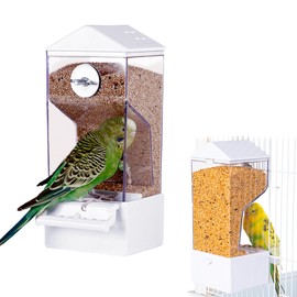 Automatic Feeder for Birds, Transparent Budgies Feeder, Acrylic Bird Feeder House, Parakeet Cage, Automatic Bird Feeder for Budgies, Cockatiels, Finches, 1 Piece