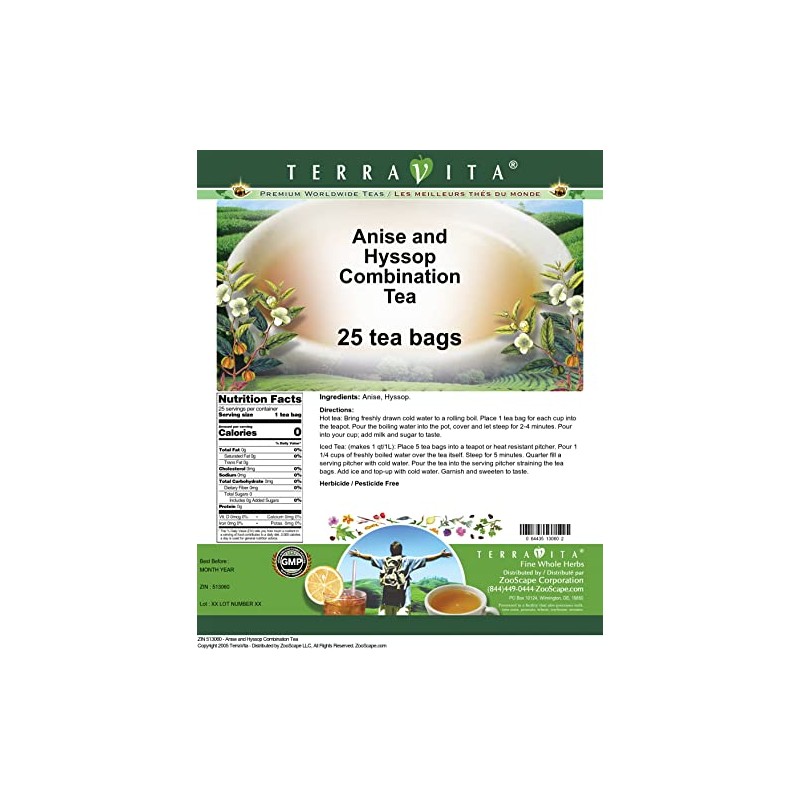 Anise and Hyssop Combination Tea (25 tea bags, ZIN: 513060)