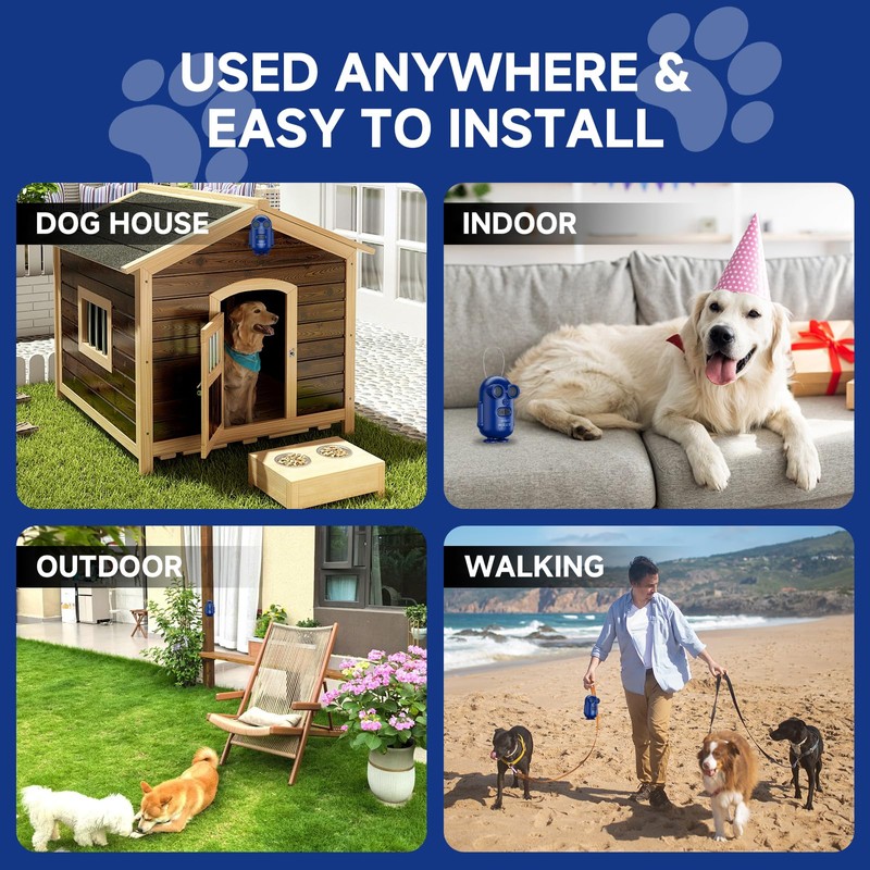XIXVA 15-30kHz Adjustable Dog Bark Deterrent Devices with IPX5 Waterproof,