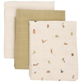Pippi Pack of 3 Unisex Baby Cloth Nappies / Burp Cloth / Muslin Nappies 70 x 70 cm