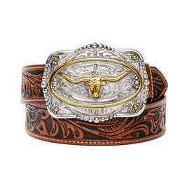 Cody James Men's Veg Tooled Longhorn Buckle Belt - BLT242-20 38