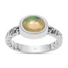 Silver Palace Natural Ehtiopian Opal 925 Sterling Silver Textured Band