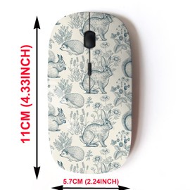 mouse inalámbrico 2.4G con bonito diseño de patrón para todos los portátiles y computadoras de computadora con nanorreceptor - Plantas de animales del bosque