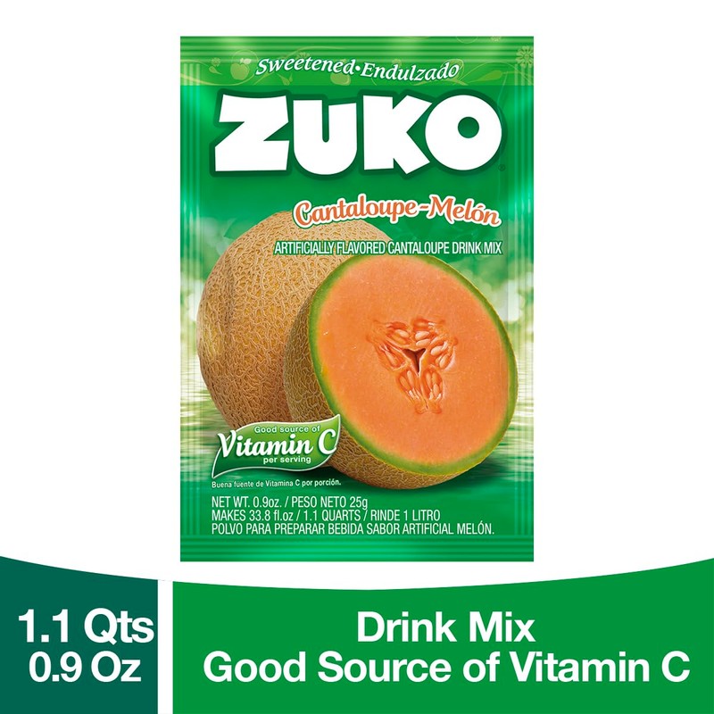 ZUKO Cantaloupe Instant Powder Drink, 24 Individual Bags 0.9 Oz,