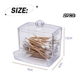Jindizi Cotton Swab Holder, 2 Pack Qtip Holder Dispenser Containers Organizer with Lids, Acrylic Apothecary Jars Beauty Organizer, Vanity Makeup Organizer for Cotton Ball, Floss (U-shaped)