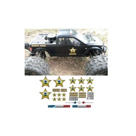 RC Car Truck Decals Stickers - Sheriff - Choose from 2 Set Styles 1/10 1/8 Scale (Basic - Old School Set)